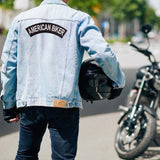 AMERICAN BIKER White on Black Top Rocker Patch for Biker Vest Jacket TR342