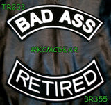 BAD ASS RETIRED Rocker 2 Patches Set Sew on for Vest Jacket