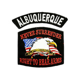 ALBUQUERQUE and NEVER SURRENDER Small Patches Set for Biker Vest