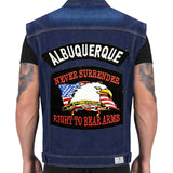 ALBUQUERQUE and NEVER SURRENDER Small Patches Set for Biker Vest