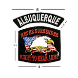 ALBUQUERQUE and NEVER SURRENDER Small Patches Set for Biker Vest