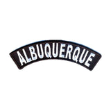 Albuquerque State White on Black Small Rocker Patch Front for Biker Jacket Vest