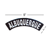 Albuquerque State White on Black Small Rocker Patch Front for Biker Jacket Vest