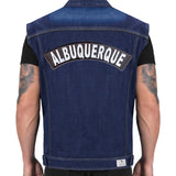 Albuquerque State White on Black Small Rocker Patch Front for Biker Jacket Vest