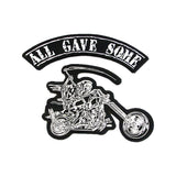 All Gave Some Grim Reaper Writing Motorcycle Iron on 2 Patches Set for Biker Vest