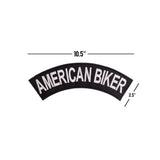 AMERICAN BIKER White on Black Top Rocker Patch for Biker Vest Jacket TR342