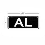 AL White on Black Iron on Name Tag Patch for Biker Vest NB196