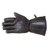 Premium XL Black Leather Motorcycle Gloves - Gauntlet Style, Cold Weather Lined, Velcro Strap, Worldwide Shipping