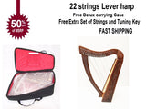 Exquisite 22-String Harp with Free Carrying Case - Handcrafted Elegance